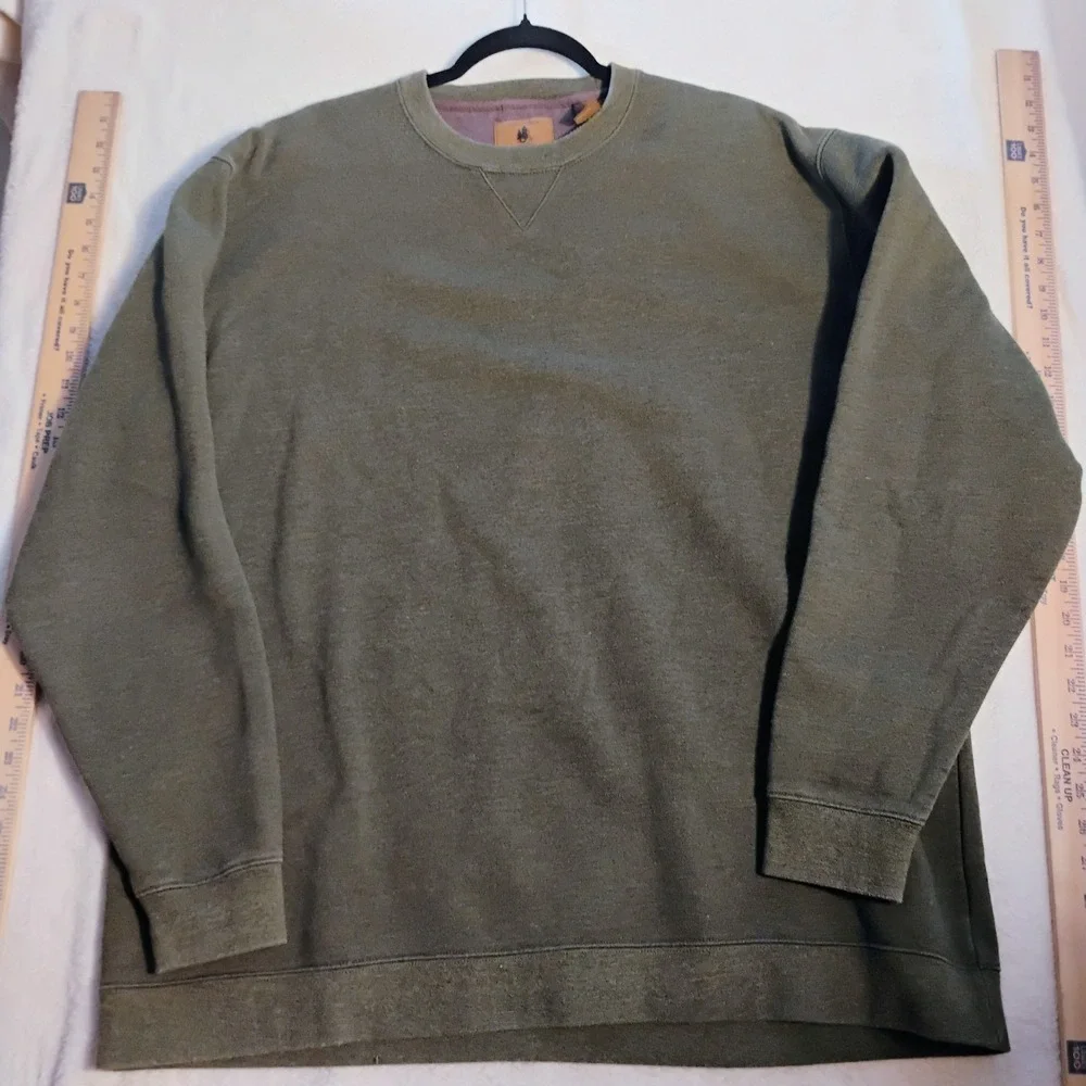 St Johns Bay Pullover Knit Sweater Mens Large Olive Green Crewneck Long Sleeve